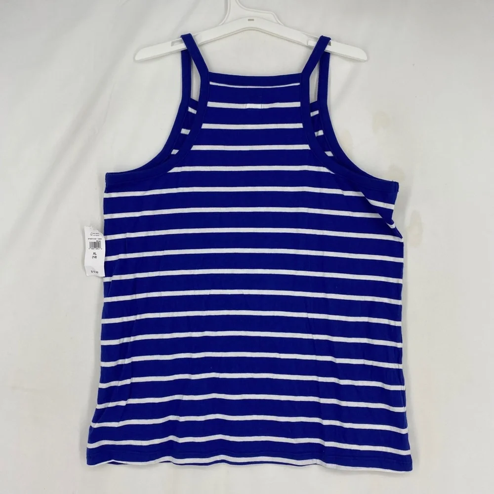 Gap Kids Girls XL Tank Top Blue White Stripes One in a Melon Spaghetti Straps